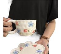 ERHTGUO Korean Style Hand Drawn Irregular Ceramic Coffee Cup(WHITE)