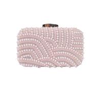 ERHTGUO Ladies Pearl Elegant Evening Bag Fashionable Stylish Beading Wedding Dinner Party Banquet Dress Clutch With Long Chain Purse(Pink)