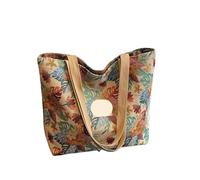 ERHTGUO Large Capaci Canvas Tote Bag Commuter Women's Faionable Outdoor Single Oulder Mommy Summer Print(Khaki large zipper style)