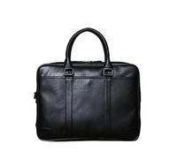 ERHTGUO Leather Men's Handbag Leisure Business Computer Bag Head Layer Briefcase Shoulder(Black medium)