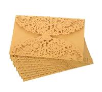 ERHTGUO Lot de 10 cartes d'invitation mariage avec papillons, d'anniversaire fleurs, invitations for débuts fille, vœux creuses découpées au laser(Gold)
