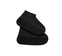 ERHTGUO Lot de 2 paires couvre-chaussures imperméables et antidérapants en silicone, élastiques résistants à l'usure, réutilisables, for l'extérieur les jours pluie(Black,M 35-39)