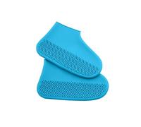 ERHTGUO Lot de 2 paires couvre-chaussures imperméables et antidérapants en silicone, élastiques résistants à l'usure, réutilisables, for l'extérieur les jours pluie(Blue,S 26-34)