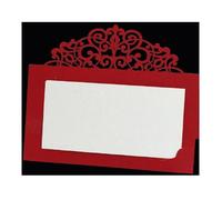 ERHTGUO Lot de 50 ou 100 marque-places vintage en dentelle avec motif floral découpé au laser, idéal for une table, un message, mariage, fête d'anniversaire décoration(Red,100pcs)