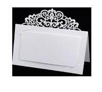 ERHTGUO Lot de 50 ou 100 marque-places vintage en dentelle avec motif floral découpé au laser, idéal for une table, un message, mariage, fête d'anniversaire décoration(White,50Pcs)