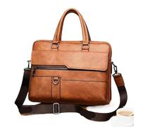 ERHTGUO Men Oil Waxy Leather Antique Design Black Business Briefcase 16" Laptop Document Case Attache Messenger Bag Tote Portfolio(Khaki)