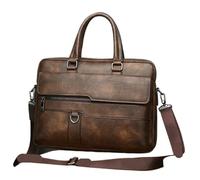 ERHTGUO Men Oil Waxy Leather Antique Design Black Business Briefcase 16" Laptop Document Case Attache Messenger Bag Tote Portfolio(Bronze)