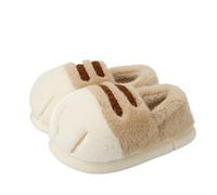ERHTGUO Pantoufles d'hiver en forme de patte chat for Couple, chaussures thermiques épaisses doublées polaire peluche, antidérapantes unisexes Anti-froid for la maison(Khaki,40-41)