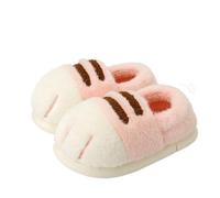 ERHTGUO Pantoufles d'hiver en forme de patte chat for Couple, chaussures thermiques épaisses doublées polaire peluche, antidérapantes unisexes Anti-froid for la maison(Pink,44-45)