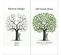 ERHTGUO Peinture sur Toile d'arbre à Empreintes digitales de Mariage, Livre d'or Faire soi-même for décoration fête(50x70cm 20x28inch,Style06)