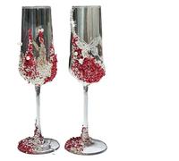 ERHTGUO Red Butterfly Toast Cup Wedding Pair DIY Broken Diamond Material Package Super Fairy Goblet Embedded Gift Box(Taoyao Zhuohua mater)