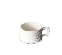 ERHTGUO Retro Stone Pattern Coffee Cup, Simple Ceramic, Latte Flower, Cappuccino Mocha Saucer(White cup)