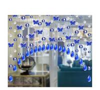 ERHTGUO Rideau de Perles Cristal 5x1m, cloison séparation, Rideau Porte d'entrée Chambre à Coucher, décoration Mariage en Papillon Verre(Style 4)