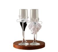 ERHTGUO Romantic Wedding Champagne Glass Set - Black And White Bridal Dress Design: Handmade, Simple And Stylish