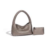 ERHTGUO Sac fourre-tout tissé à la main de luxe style printemps panier sous les aisselles doublure en polyester doux épaule simple(Grey)