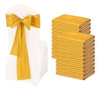 ERHTGUO Satin Chair Belt Bow Ribbon Strap Washable Banquet Suitable for Wedding Party Activities Decoration(Golden,17.5X274CM 5PCS)