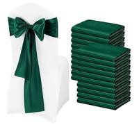 ERHTGUO Satin Chair Sashes Wedding Bow Knot Ribbon Tie for Banquet ThanksgivingParty HotelBirthdayBanquet Decoration(Blackish Green,17.5x274cm 15pcs)