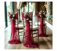 ERHTGUO Set of 10/50 Chair Sashes Elegant Wedding Decor Semi-Sheer Tulle for Parties Churches Christmas Aisle Accent(Red1,10 pcs)