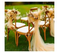 ERHTGUO Set of 10/50 Chair Sashes Elegant Wedding Decor Semi-Sheer Tulle for Parties Churches Christmas Aisle Accent(Light Brown,10 pcs)