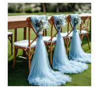 ERHTGUO Set of 10/50 Chair Sashes Elegant Wedding Decor Semi-Sheer Tulle for Parties Churches Christmas Aisle Accent(A,10 pcs)