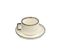 ERHTGUO Silver-edged Coffee Plate Spend Afternoon Tea Cups, Breakfast And Milk As Gifts For Friends(B-Without a spoon)