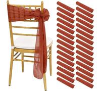 ERHTGUO Terracotta Chair Sashes for Wedding Covers Cheesecloth Bow Ribbons for Party Ceremony 7x98In(Terracotta,50pcs)