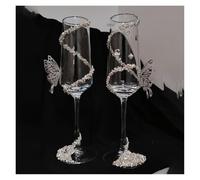 ERHTGUO Toast Glasses Wedding Pair Goblet Champagne Handmade Material Packs Engagement(Single-minded - the)