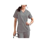 ERHTGUO Uniformes Hauts de Gommage Extensibles avec Pantalons à Poches Uniforme d'infirmière Salopette médecin Salon beauté Travail(Gray,S)