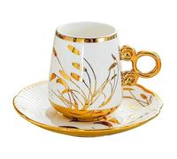 ERHTGUO Vintage Relief Carousel Coffee Cup Plate Set， Ceramic Mug Shop Latte Cups,Couple Tea Holiday