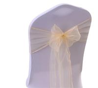 ERHTGUO Wedding Chair Decoration Organza Sashes Knot Bands Bows for for Party Banquet Event Decors(Champagne,100pcs)