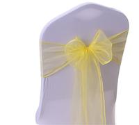 ERHTGUO Wedding Chair Decoration Organza Sashes Knot Bands Bows for for Party Banquet Event Decors(Yellow,10 pcs)