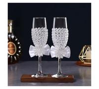 ERHTGUO Wedding Glass Stemware Banquet Champagne Cup Supplies Bride And Groom Toasting 1 Pair(Color-18)