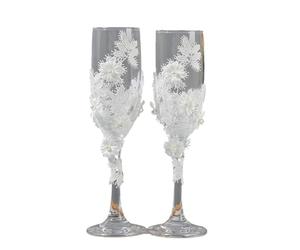 ERHTGUO Wedding Glasses For The Bride And Groom, Simple Design, Champagne Filled With Flowers, Engagement, Anniversaries