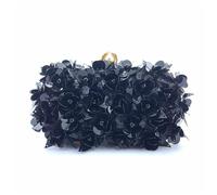 ERHTGUO Women's Pearl Clutch Box Bag Chain Shoulder Purse Gradient Floral Sequins Handmade Evening Bags For Ladies Party Event(Black)