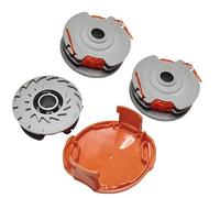 ERHUO Lot de 3 bobines de fil pour débroussailleuse, double bobine à alimentation automatique Ø 0,05 cm + 1 couvercle de bobine FLY060, remplacement de FLY021, compatible avec Flymo Power/Mini/Trim