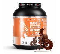 MASS GAINER XTREM avec CREATINE - Gainer Prise de Masse - 433 kcal, 94g Glucides, 3g Créatine, Whey + Digezyme - 3kg - Saveur Chocolat - Eric Favre