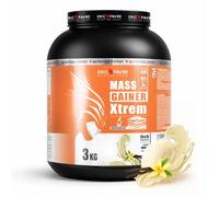 MASS GAINER XTREM avec CREATINE - Gainer Prise de Masse - 433 kcal, 94g Glucides, 3g Créatine, Whey + Digezyme - 3kg - Saveur Vanille - Eric Favre
