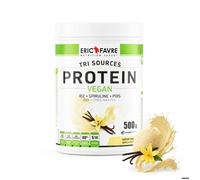 Eric Favre - Protéines Tri-Source - Protéines vegan (riz/spiruline/pois) pour développement musculaire - 500g - Vanille