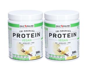 Eric Favre Protéines végétales tri-source, Protein Vegan, Vanille Poudre Soluble Pour Suspension Orale 2x500 g