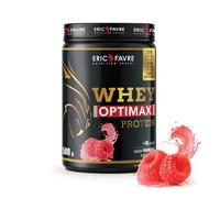 Eric Favre - Whey Optimax Protein - 74% protéines bi-sources : WPC + protéine brevetée, 17g BCAA, 11g glutamine - 500g - Framboise