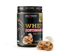 WHEY OPTIMAX PROTEIN +74% Protéines Bi-sources: WPC + Protéine Brevetée, 17g BCAA, 11g Glutamine, Peu Sucrée et Onctueuse｜Idéal pour la Prise de Masse Musculaire｜ Cookies 500g - Eric Favre