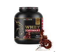 Eric Favre - Whey Optimax Protein - 74% protéines bi-sources : WPC + protéine brevetée, 17g BCAA, 11g glutamine - 1,5kg - Chocolat