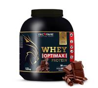 WHEY OPTIMAX PROTEIN +74% Protéines Bi-sources: WPC + Protéine Brevetée, 17g BCAA, 11g Glutamine, Peu Sucrée et Onctueuse|Idéal pour la Prise de Masse Musculaire|Chocolat 1,5kg - Eric Favre