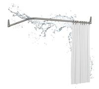 Erica Tringles de Rideau de Douche pour angle. 70x90/70x160cm Fixation pour Coins ou Baignoire, Barre de Rideau de Douche sans Support au Plafond, Revêtement Plastique Sans PVC, 100% Inoxydable.