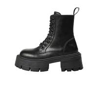 ERICAT Black Thick Bottom Women's Boots Four Seasons Height Increasing Knight Boots British Style Short Boots Round Toe Work Boots Black Chelsea Boots