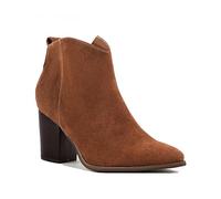 ERICAT Bottes courtes en daim Bottes à talon épais pour femmes Bottes à bout pointu Bottes de cheville Grande taille Automne et hiver Bottes à talon haut pour femmes