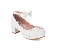 ERICAT Chaussures Lolita Kawaii Princesse Chaussures à Talon épais Mary Jane Chaussures à Fond épais Doux Cosplay Bow Courroie de Cheville Talons Hauts