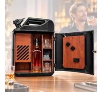 ERICAT Coffret Bar À Whisky 20 L avec Intérieur en Bois, Mini-Bar De Rangement pour Canettes, Ensemble Personnalisé, Mini-Bar De Voyage Fait Main, Cadeau Danniversaire, Noël, Nouvel an, pour Homme Ou