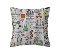 ERICAT Housse de Coussin 45x45cm Taies d'oreiller Décoratif,Science Icône Équipement Élément Chimie Expérience Physique,Canapé Taie d'oreiller Decoration Maison Salon pour Canapé Chaise