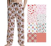 ERICAT Pantalon de pyjama personnalisable personnalisée Pantalon de nuit long avec photo et texte, bas de pyjama homme pyjama amusant pour ajoutez votre propre design, couple idée cadeau originale.